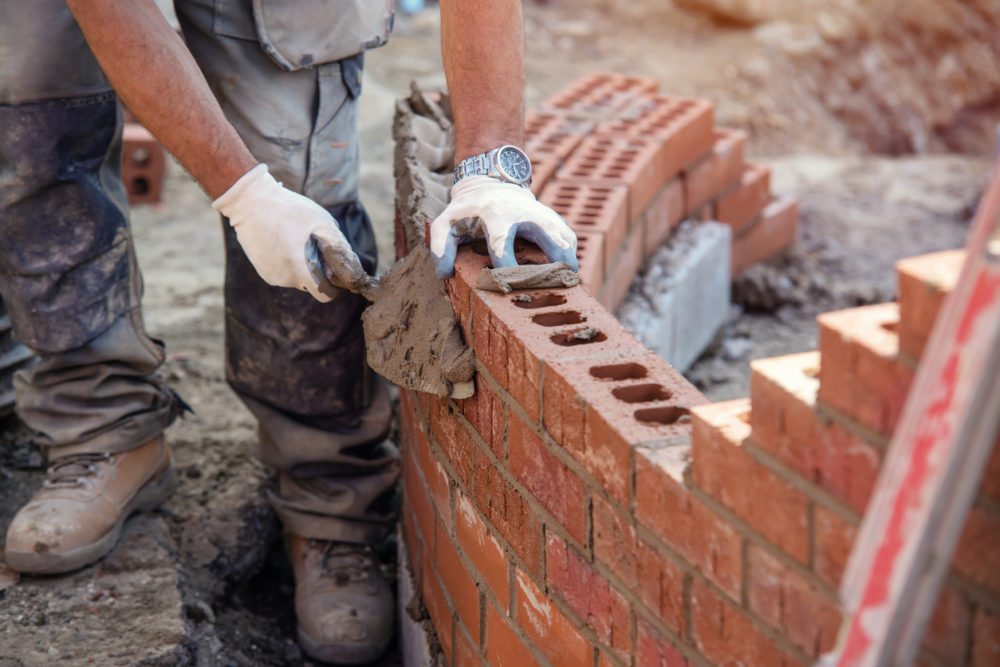 Bricklayer working