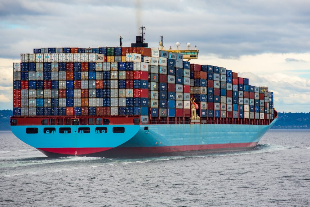 Shipping containers on a ship